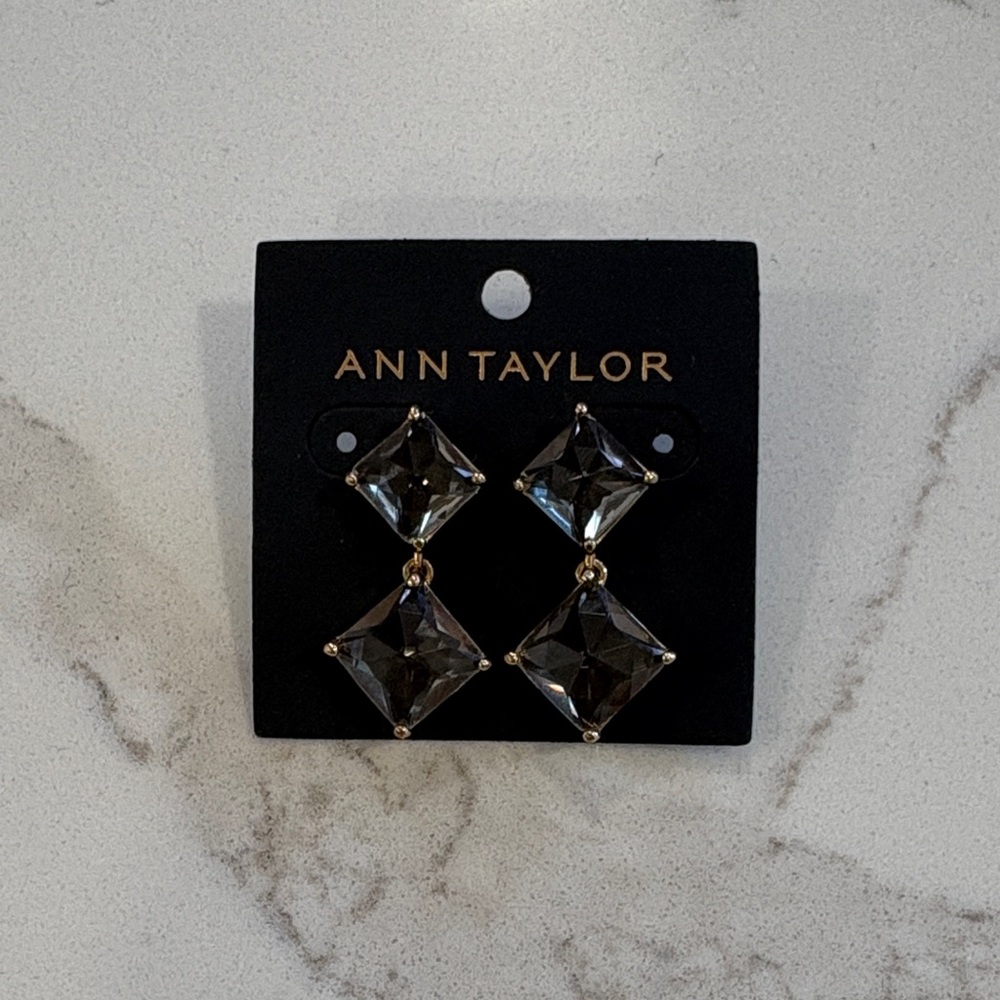 Ann Taylor Gold-Tone Earrings with Smoky Crystals - Picture 7 of 7